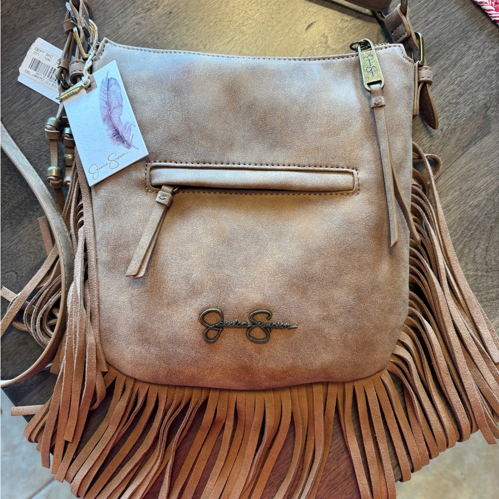 Jessica Simpson Tan Fringe Crossbody Bag
